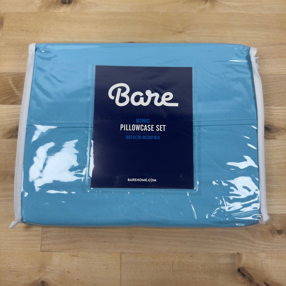 Bare Home King Pillowcase Set Bachelor Button Blue 1800 Ultra Microfiber New